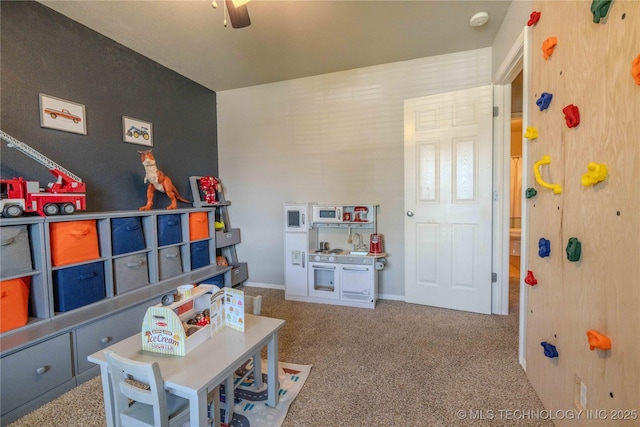 2800 N 20th St, Broken Arrow, OK 74012 - playroom featuring carpet, ceiling fan, and baseboards