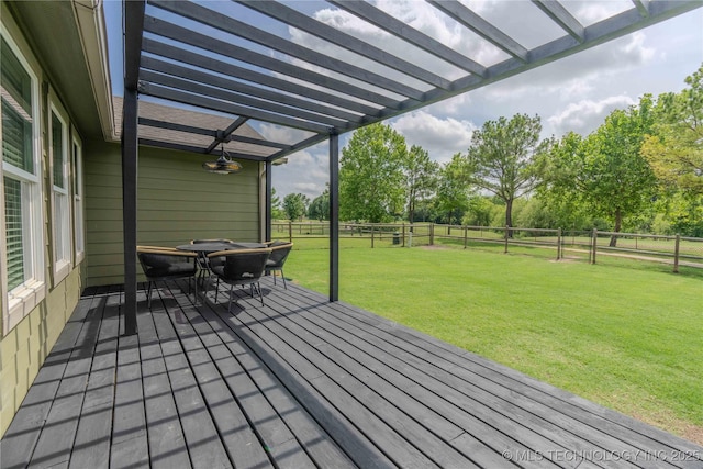 2800 N 20th St, Broken Arrow, OK 74012 - wooden deck featuring outdoor dining space, a pergola, and view of scattered trees