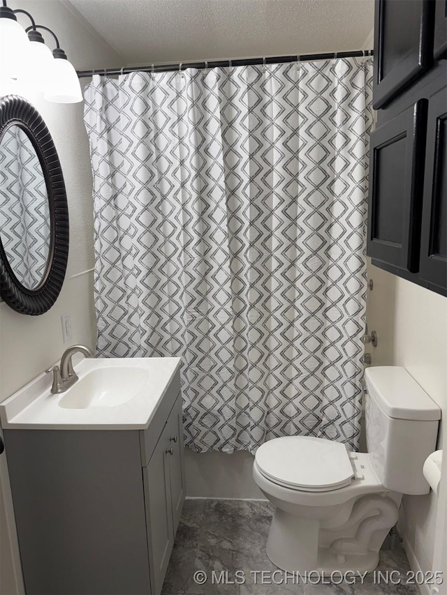 1950 Cimmaron, Wilson, OK 73463 - bathroom with vanity and a textured ceiling