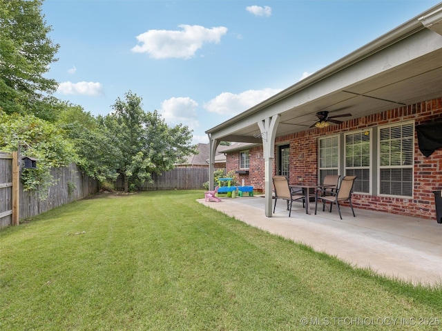 2505 S Willow Ave, Broken Arrow, OK 74012 - view of yard with ceiling fan and a patio area
