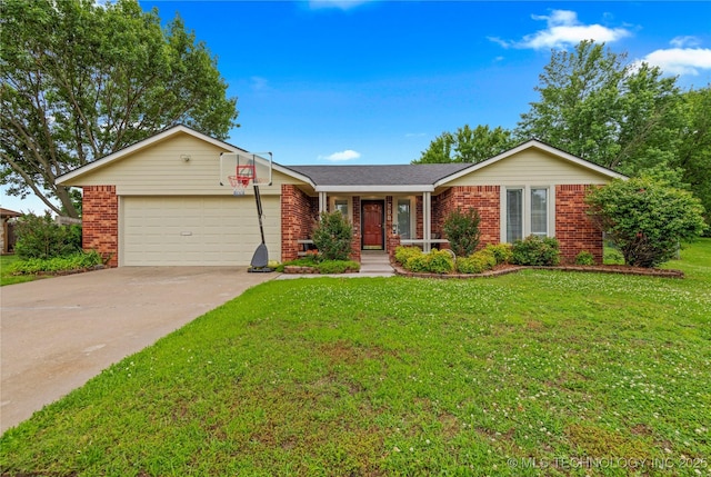 200 Turkey Creek Rd, Bartlesville, OK 74006 - single story home with a garage, brick siding, driveway, and a front lawn
