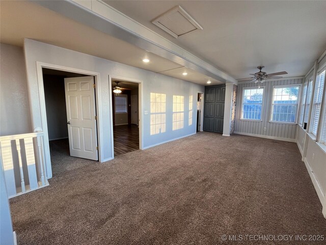 114227 S 4172nd Rd, Checotah, OK 74426 - unfurnished room with carpet floors, a ceiling fan, and recessed lighting