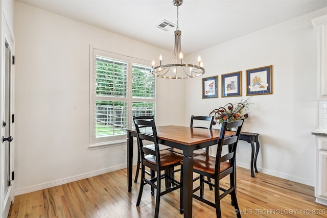 16425 E 49th St, Tulsa, OK 74134 - dining space featuring light wood-style flooring, plenty of natural light, a chandelier, and baseboards