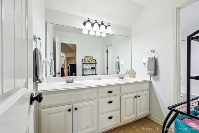 16425 E 49th St, Tulsa, OK 74134 - bathroom featuring double vanity and tile patterned floors