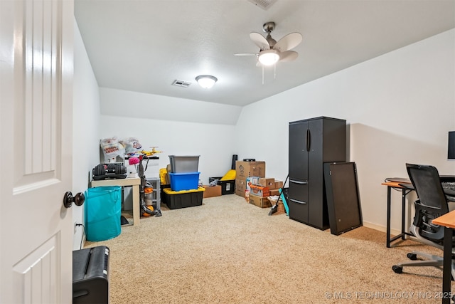 16425 E 49th St, Tulsa, OK 74134 - carpeted office with a ceiling fan and lofted ceiling