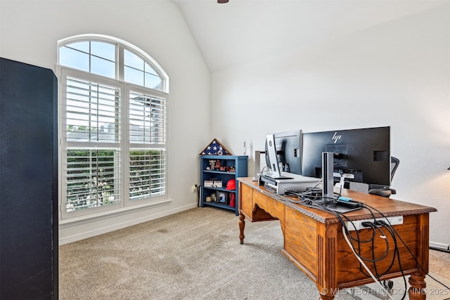 16425 E 49th St, Tulsa, OK 74134 - office with carpet, baseboards, and high vaulted ceiling