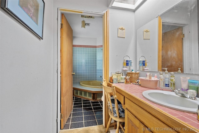 6721 Swayback, Sulphur, OK 73086 - bathroom featuring vanity, a bath, and tile patterned floors