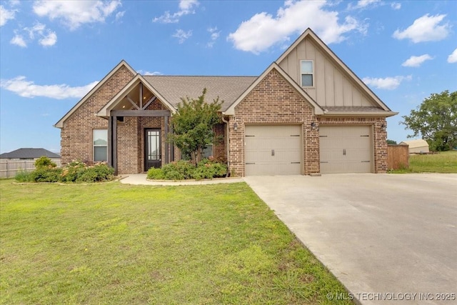 97 Paytons Pl, Durant, OK 74701 - craftsman house with board and batten siding, concrete driveway, brick siding, and a front yard