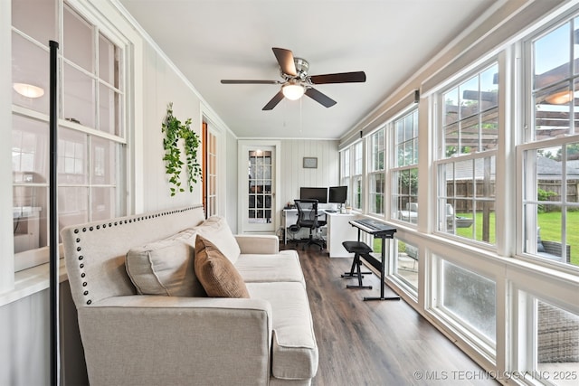 3510 E 21st Pl, Tulsa, OK 74114 - sunroom featuring healthy amount of natural light, wood finished floors, and ornamental molding