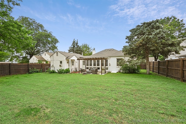 3510 E 21st Pl, Tulsa, OK 74114 - back of house with an outdoor living space, a chimney, and a patio