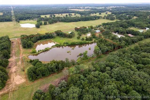 2984 Church Rd, Mead, OK 73449 - aerial view of sparsely populated area featuring a large body of water and property parcel outlined