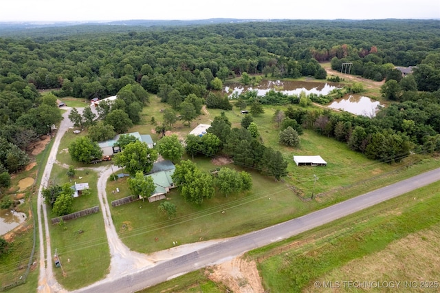 2984 Church Rd, Mead, OK 73449 - drone / aerial view of a heavily wooded area and a nearby body of water