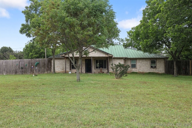 2984 Church Rd, Mead, OK 73449 - view of front of house with a standing seam roof, stone siding, and metal roof
