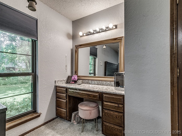 25206 E 64th St, Broken Arrow, OK 74012 - bathroom with a textured wall, plenty of natural light, vanity, and a textured ceiling