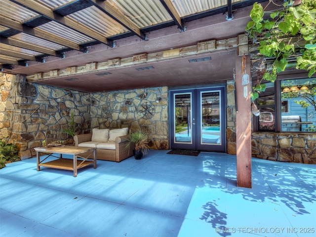 25206 E 64th St, Broken Arrow, OK 74012 - view of patio with french doors and a pergola