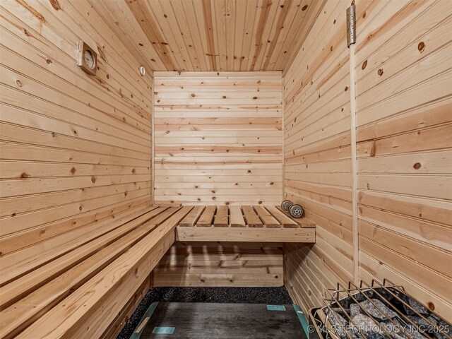 25206 E 64th St, Broken Arrow, OK 74012 - relaxing sauna / steam room with wooden ceiling and wooden walls