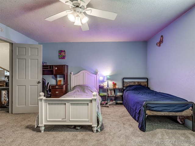 25206 E 64th St, Broken Arrow, OK 74012 - carpeted bedroom with a textured ceiling and a ceiling fan