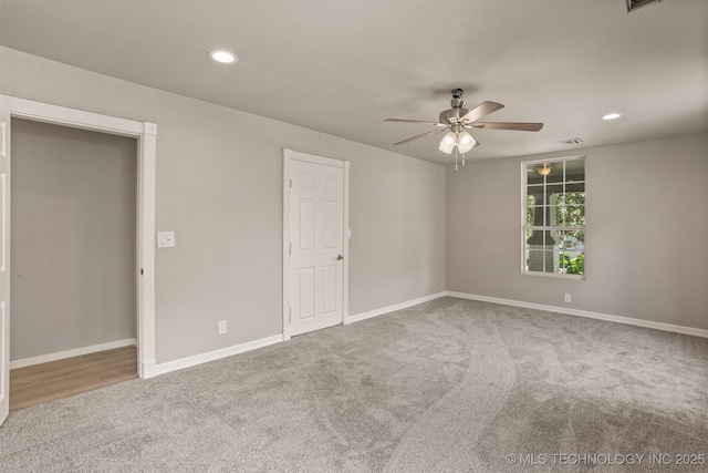 637 S Mounds St, Sapulpa, OK 74066 - unfurnished room featuring ceiling fan, carpet flooring, recessed lighting, and baseboards