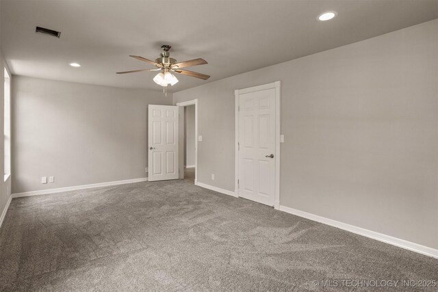 637 S Mounds St, Sapulpa, OK 74066 - empty room with a ceiling fan, carpet, recessed lighting, and baseboards
