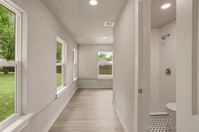 637 S Mounds St, Sapulpa, OK 74066 - hallway with light wood-type flooring, recessed lighting, and wainscoting