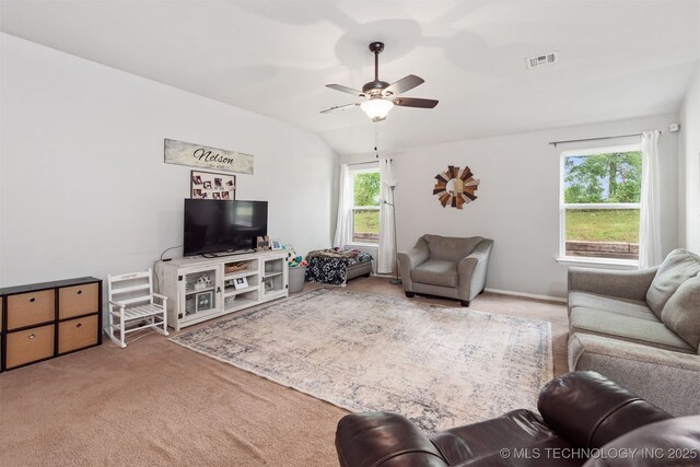 14867 S 281st E Ave, Coweta, OK 74429 - living room with carpet flooring and ceiling fan