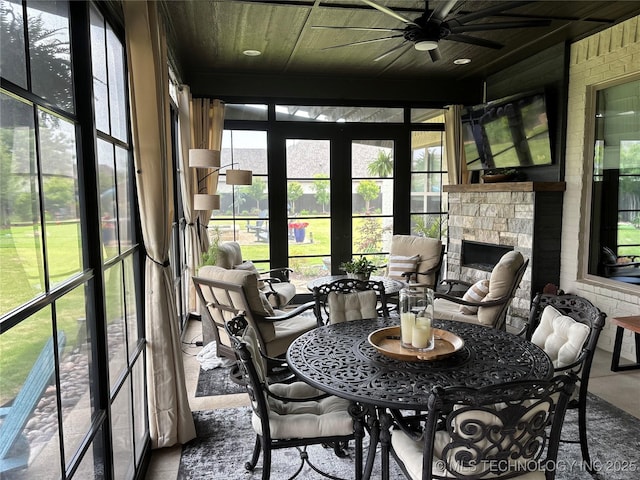 6623 E 134th Pl S, Bixby, OK 74008 - sunroom / solarium featuring wooden ceiling