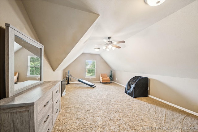 14538 S Urbana Ct, Bixby, OK 74008 - bonus room with carpet flooring, baseboards, ceiling fan, and vaulted ceiling