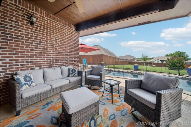 14538 S Urbana Ct, Bixby, OK 74008 - fenced backyard featuring an outdoor living space and a patio area