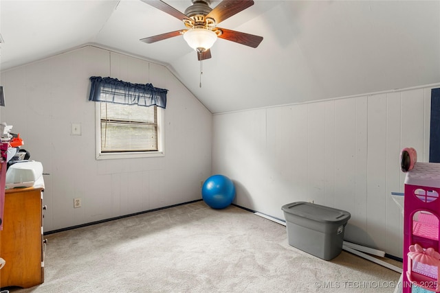 616 S Schlegel, Cushing, OK 74023 - bonus room with vaulted ceiling, carpet, ceiling fan, and baseboards