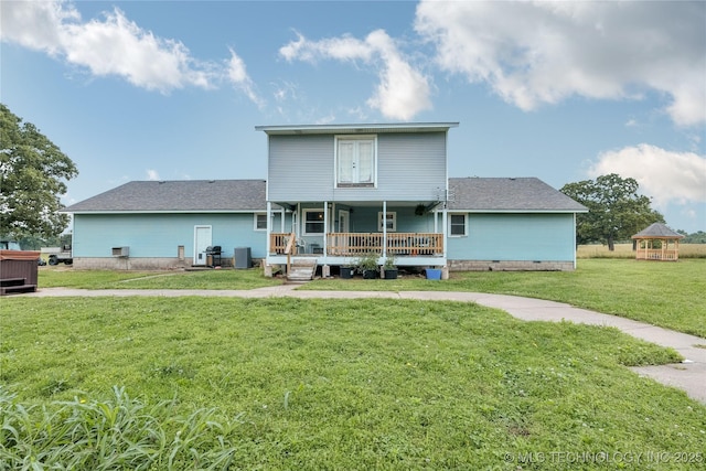 7864 S 449th Rd, Rose, OK 74364 - view of front of house with a front lawn, a porch, a gazebo, and roof with shingles