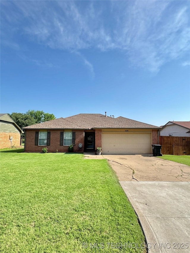 509 W Ryan St, Catoosa, OK 74015 - ranch-style home featuring driveway, a garage, and brick siding
