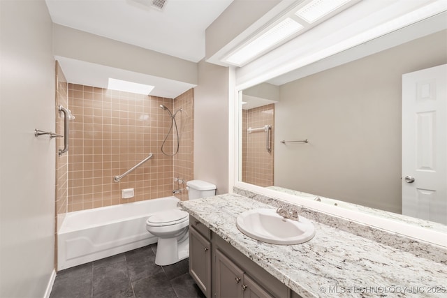 4908 S Redbud Ave, Broken Arrow, OK 74011 - full bath with vanity, shower / bath combination, toilet, and tile patterned floors