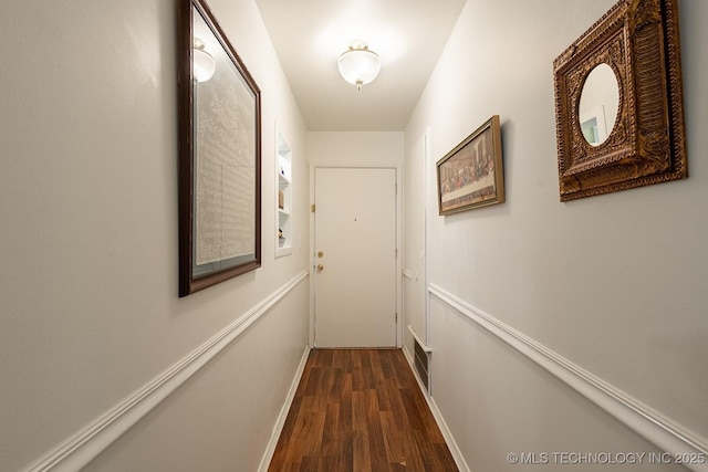 514 N Village Pl, Broken Arrow, OK 74012 - hall with dark wood-style flooring and baseboards