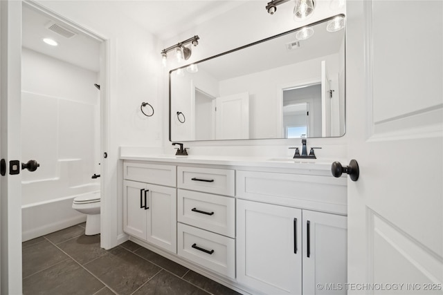 2410 W Charleston St, Broken Arrow, OK 74011 - bathroom with double vanity, toilet, shower / tub combination, and tile patterned floors