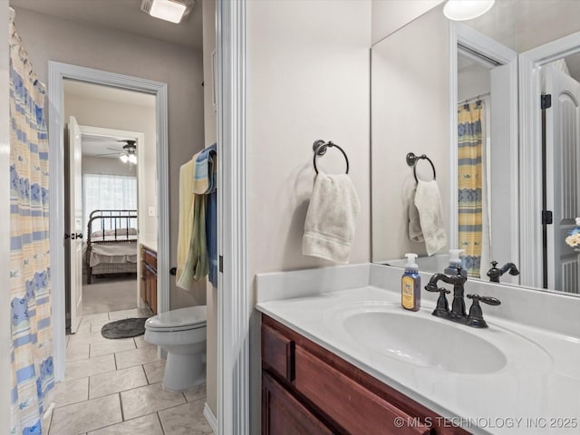 5816 Woodland Rd, Bartlesville, OK 74006 - bathroom featuring vanity and ceiling fan