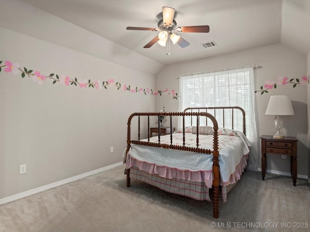 5816 Woodland Rd, Bartlesville, OK 74006 - bedroom featuring lofted ceiling, carpet flooring, and ceiling fan