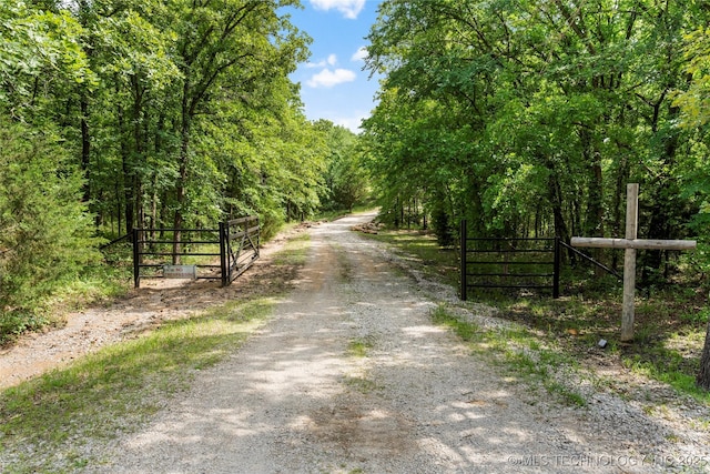 8562 Adams Creek Rd, Beggs, OK 74421 - view of dirt / gravel road with a gate