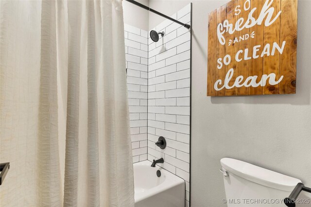 8562 Adams Creek Rd, Beggs, OK 74421 - bathroom with toilet and shower / bath combination with curtain