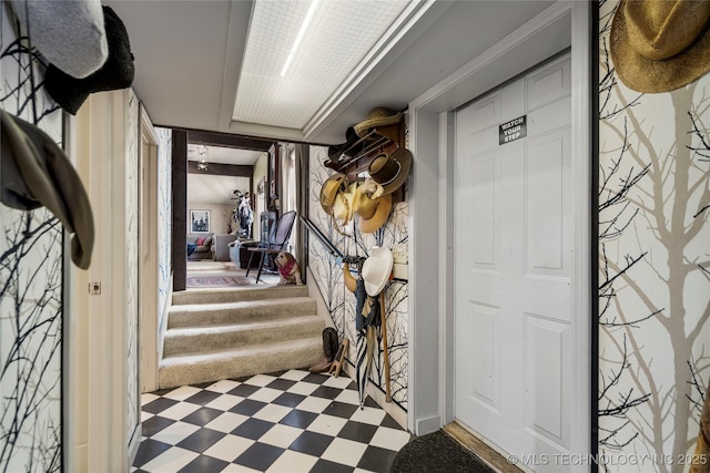168 Murray Ln, Strang, OK 74367 - entrance foyer featuring tile patterned floors and stairway