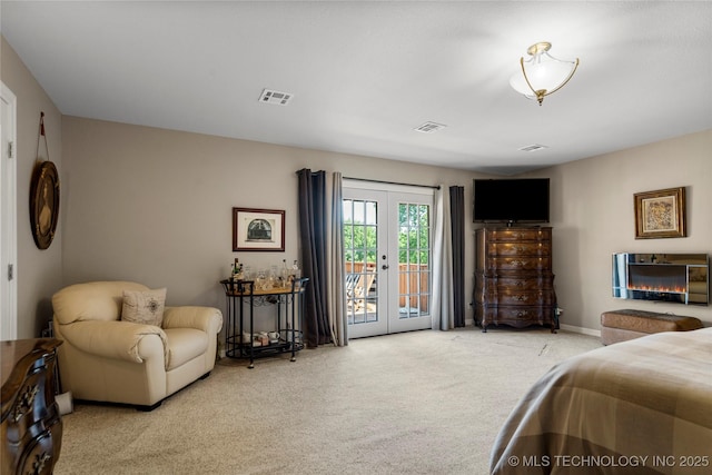 168 Murray Ln, Strang, OK 74367 - bedroom with carpet floors, access to outside, and french doors