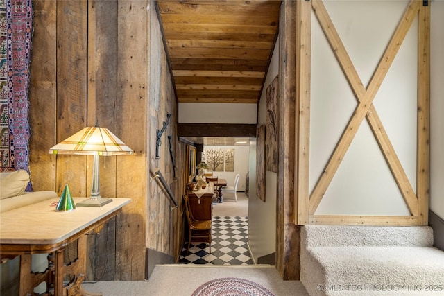 168 Murray Ln, Strang, OK 74367 - corridor with wood ceiling and vaulted ceiling