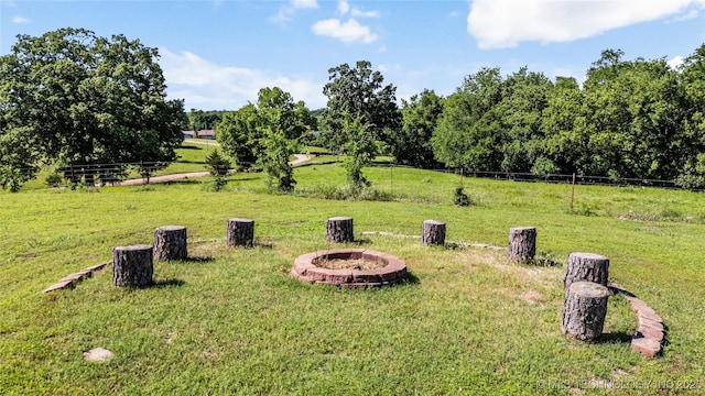 168 Murray Ln, Strang, OK 74367 - view of yard with an outdoor fire pit and a view of rural / pastoral area