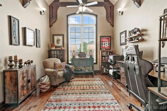 3501 W Gary St S, Broken Arrow, OK 74012 - office area with ceiling fan and hardwood / wood-style flooring