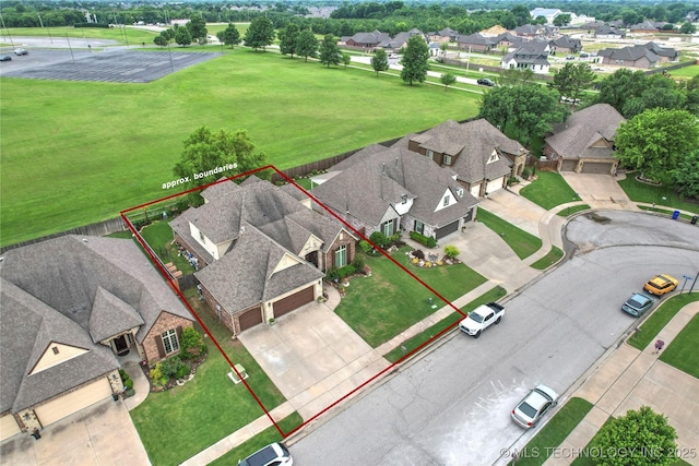 3501 W Gary St S, Broken Arrow, OK 74012 - aerial perspective of suburban area featuring property boundaries highlighted