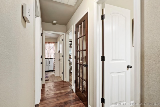 3501 W Gary St S, Broken Arrow, OK 74012 - corridor with dark wood-type flooring and a textured wall
