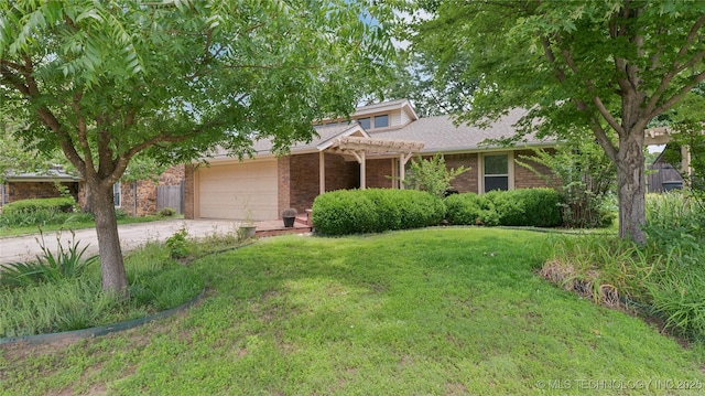 3021 S Ash Ave, Broken Arrow, OK 74012 - view of front of house featuring driveway, an attached garage, a front lawn, and brick siding