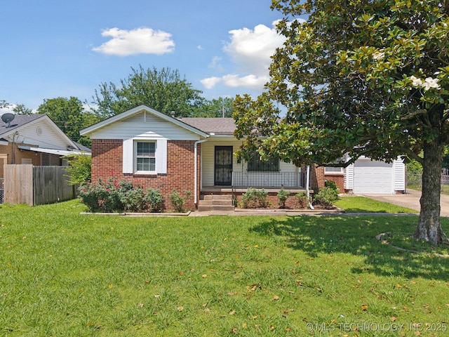 3218 S Kingston Ave, Tulsa, OK 74135 - view of front of house with brick siding, covered porch, a garage, and concrete driveway