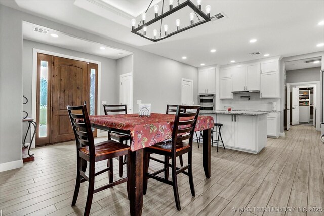 30185 N 3994th Dr, Ramona, OK 74061 - dining area featuring light wood finished floors and recessed lighting