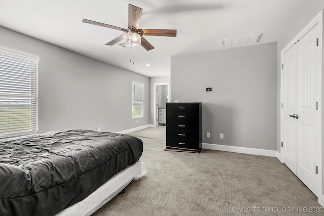 30185 N 3994th Dr, Ramona, OK 74061 - bedroom featuring light colored carpet and a ceiling fan