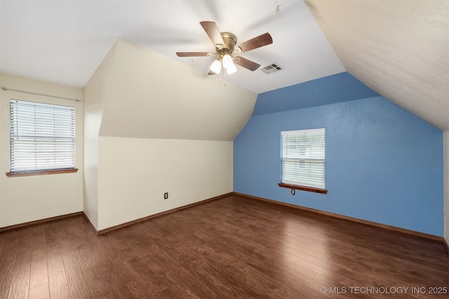 3508 Kimberlea, Muskogee, OK 74403 - bonus room featuring wood finished floors, ceiling fan, lofted ceiling, and baseboards